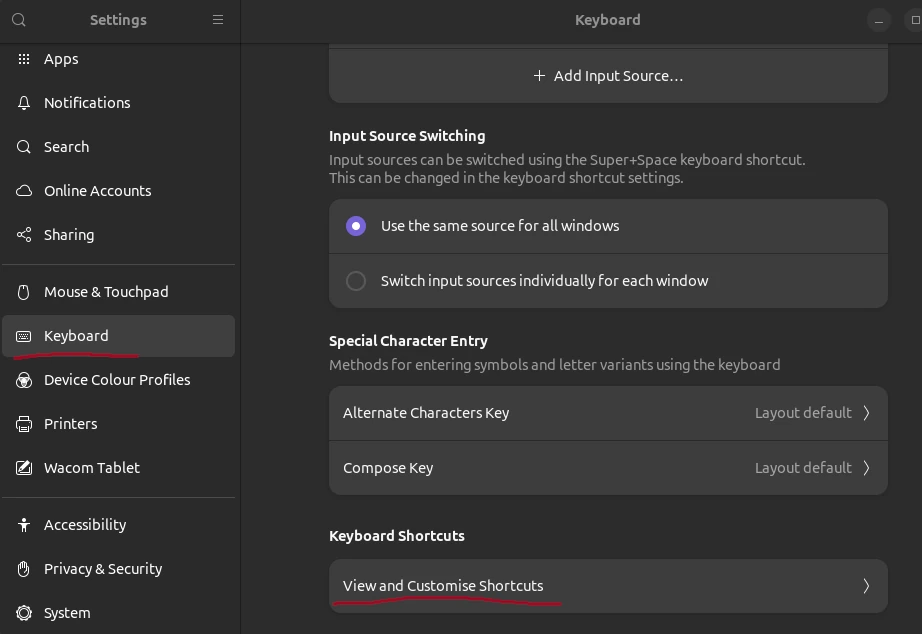 alt Customise Keyboard Shortcuts"