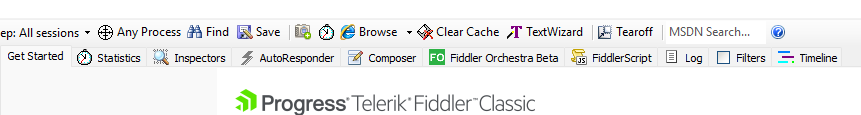 alt Location of the AutoResponder tab on the taskbar of Fiddler